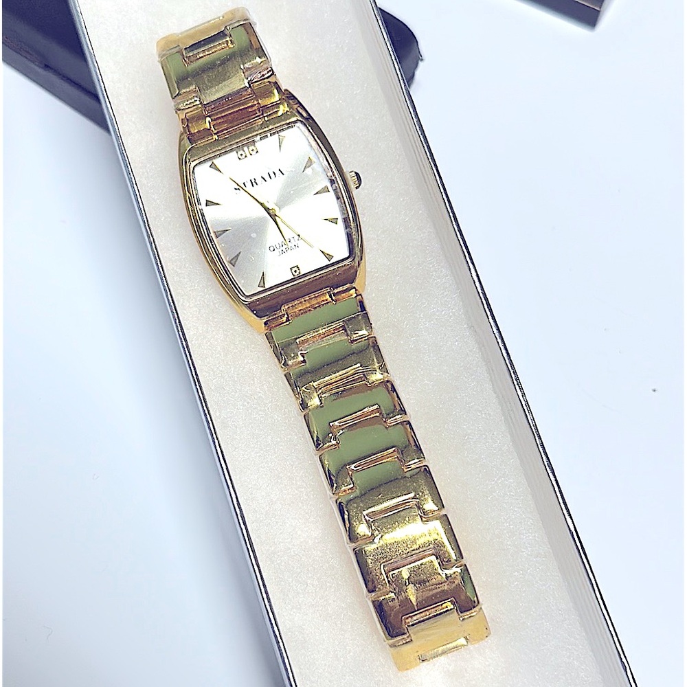 BRAND NEW: MEN’S LUXE GOLD “STRADA” LINKED FASHION WATCH - Picture 1 of 16